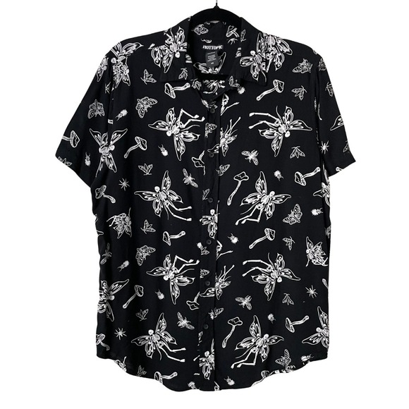 Hot Topic Tops - Hot Topic Top Womens Medium Skeleton Fairy Mushroom Bug Novelty Grunge Goth